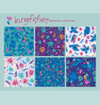 set seamless patterns with tropical leaves vector image vector image