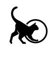 silhouette cat playing logo vector image vector image