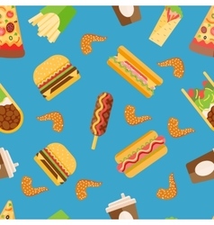 Fast food snacks and drinks seamless background Vector Image