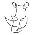 one line silhouette design rhino hand drawn vector image