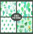 set of cacti seamless patterns vector image