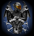 v-twin engine and biker template vector image