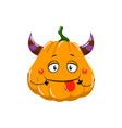 painted pumpkin with horns vector image vector image