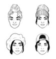 portraits girls with different headpieces vector image