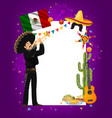 cinco de mayo frame with mariachi artist vector image
