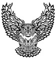 flying owl black and white vector image
