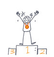 hand drawn doodle person winner with medal icon vector image