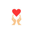 heart with hands solid icon healtcare sign vector image