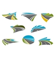 highway pathway and roads icons vector image