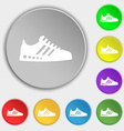 sneakers icon sign symbol on eight flat buttons vector image