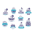 summer holidays and vacation emblems in blue vector image