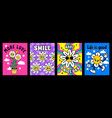 abstract daisy flower posters in 70s groovy style vector image