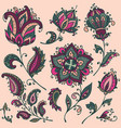 big set of colorful henna floral elements vector image vector image