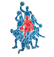 basketball team player dunking dripping ball vector image