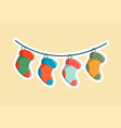 christmas socks icon vector image vector image