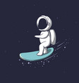 cute astronaut rides on surfboard vector image vector image