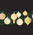 golden christmas baubles seamless border vector image