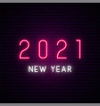 neon 2021 sign bright glowing new year vector image vector image