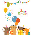 birthday greeting card with funny cartoon dogs vector image vector image