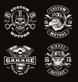 black and white vintage bike emblems on dark vector image vector image