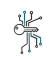hand drawn doodle digital key with circuit vector image