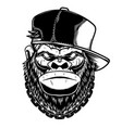 head gorilla in baseball cap design element vector image