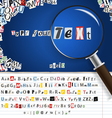 magnifier with set of letters vector image