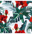 seamless pattern with tropical leaves vector image