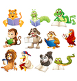 a group of animals reading vector image