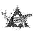 creative geometric whale tattoo art style vector image