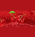 drops cherry juicy 3d realistic vector image vector image
