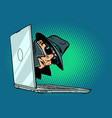spy laptop computer surveillance and hacking vector image