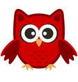 owl funny stylized icon symbol brown red colors vector image