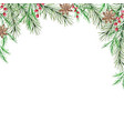 watercolor christmas frame with winter fir vector image vector image