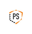 initial letter ps shield hexagonal logo template vector image