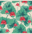 red lotuses with large green leaves on a gentle vector image