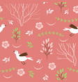 seamless pattern with birds and floral elements vector image vector image