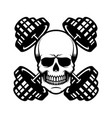 skull with crossed dumbbells vector image vector image