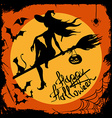 halloween with witch silhouette vector image