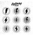set vintage lightning bolts and sunrays vector image