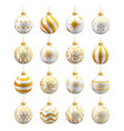 white and gold christmas balls set vector image