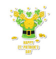kitten sits in a leprechaun hat and bouquets vector image vector image