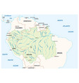 Map amazon river drainage basin Royalty Free Vector Image