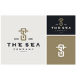 monogram ts st vintage retro premium label logo vector image