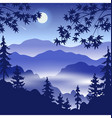 night landscape with mountains full moon and trees vector image