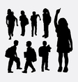 school girl and boy silhouette vector image vector image