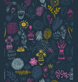 seamless pattern with hand drawn floral nature vector image