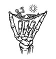 skeleton and chill hand sign vector image vector image