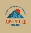 adventure wild life mountains with lettering vector image vector image