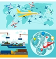 shipping delivery car ship plane vector image